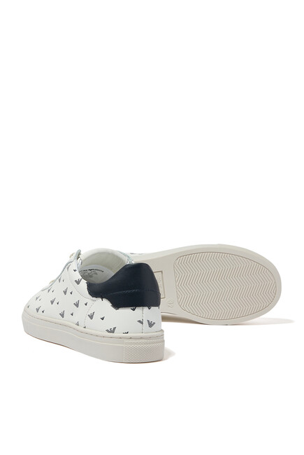 Kids Ivory Leather Logo Trainers